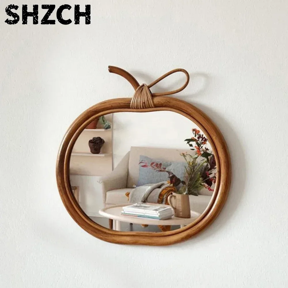 Rattan Mirror Round - Natural Rattan Round Vanity Mirror Living