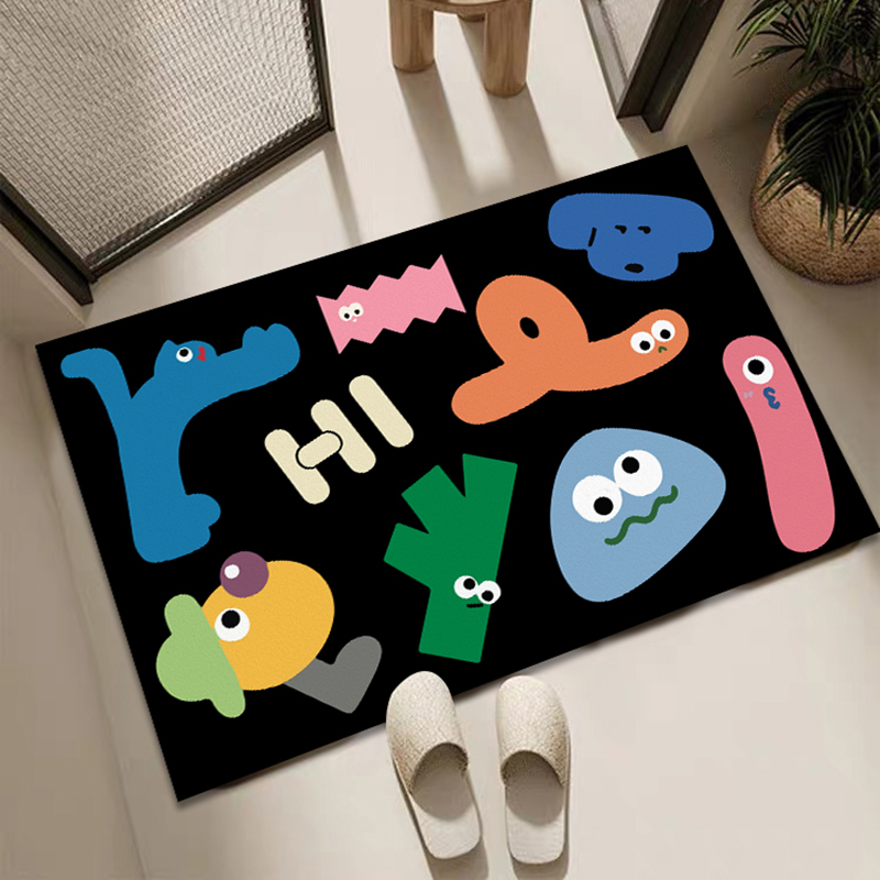 Printed Rug Abstract - Cute Cartoon Abstract Monster Crystal Velvet