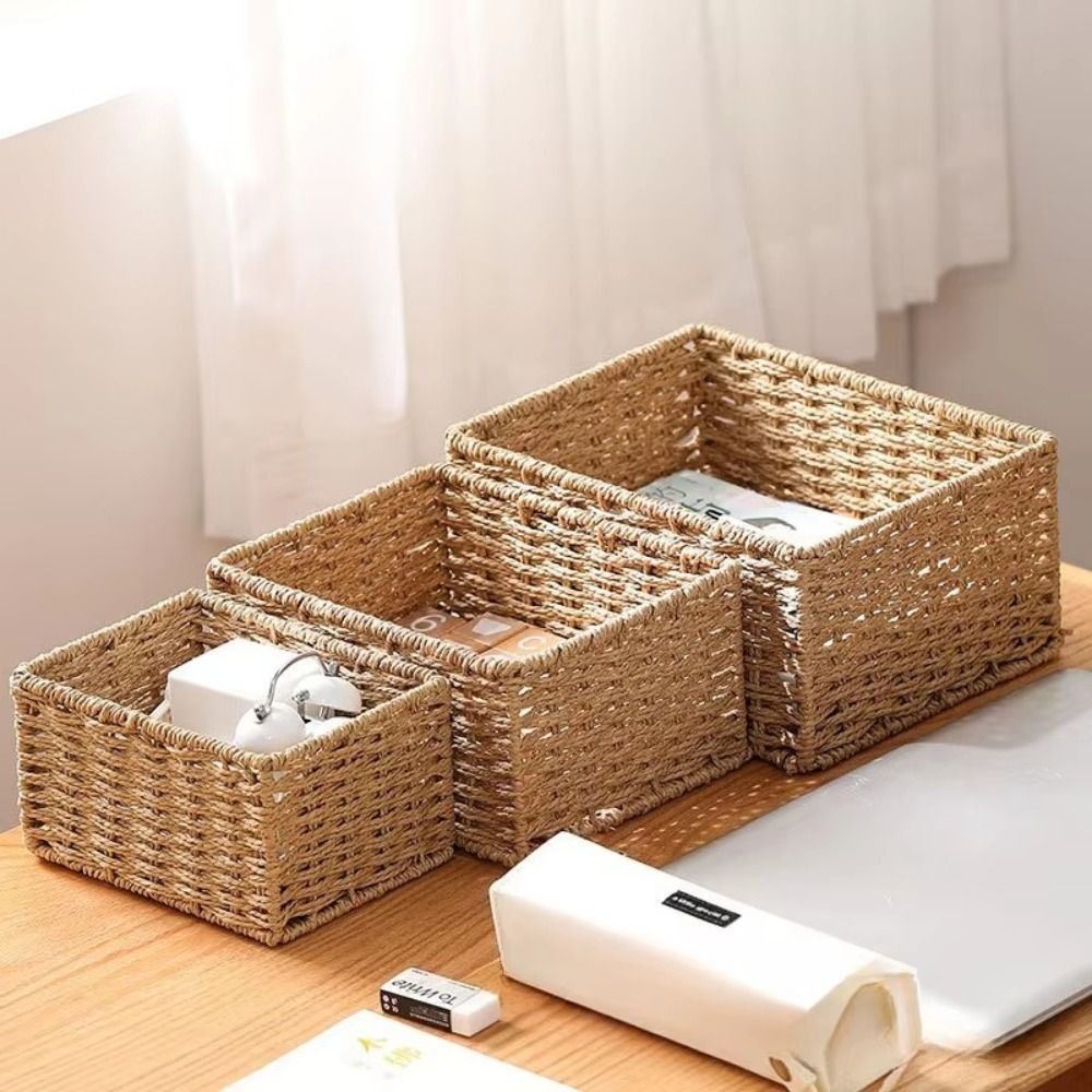 Woven Basket Set - Portable Large Capacity Woven Storage Basket