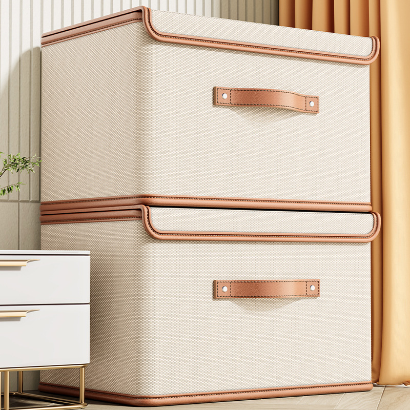 Woven Basket Set - Clothes Storage Box With Lid For