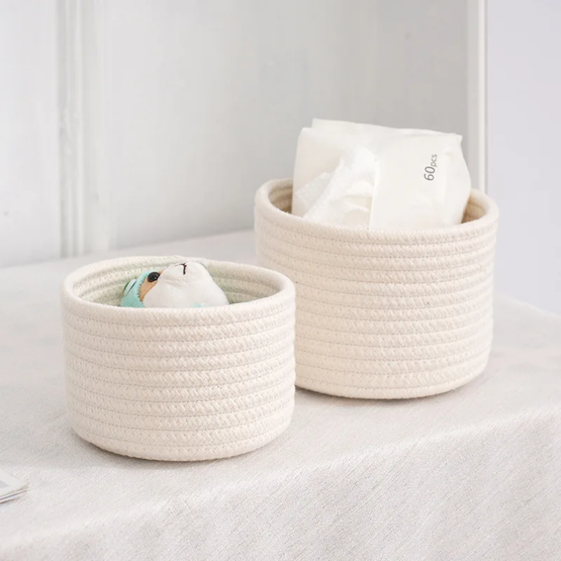 Woven Basket Set - Handmade Woven Cotton Rope Woven Storage