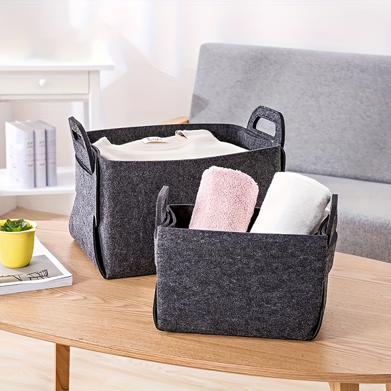 Woven Basket Set - 3PCS Felt Storage Bins With Handles