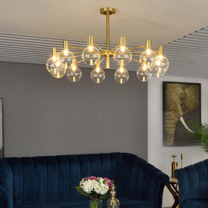 Interior Design Of Cafe - Luxury glass ball chandelier simple vintage