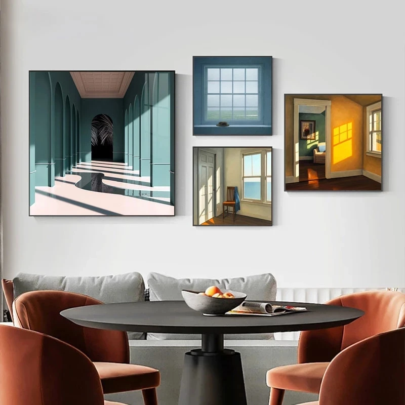 Interior Design Drawing - Nordic Window Outside Landscape Canvas Painting