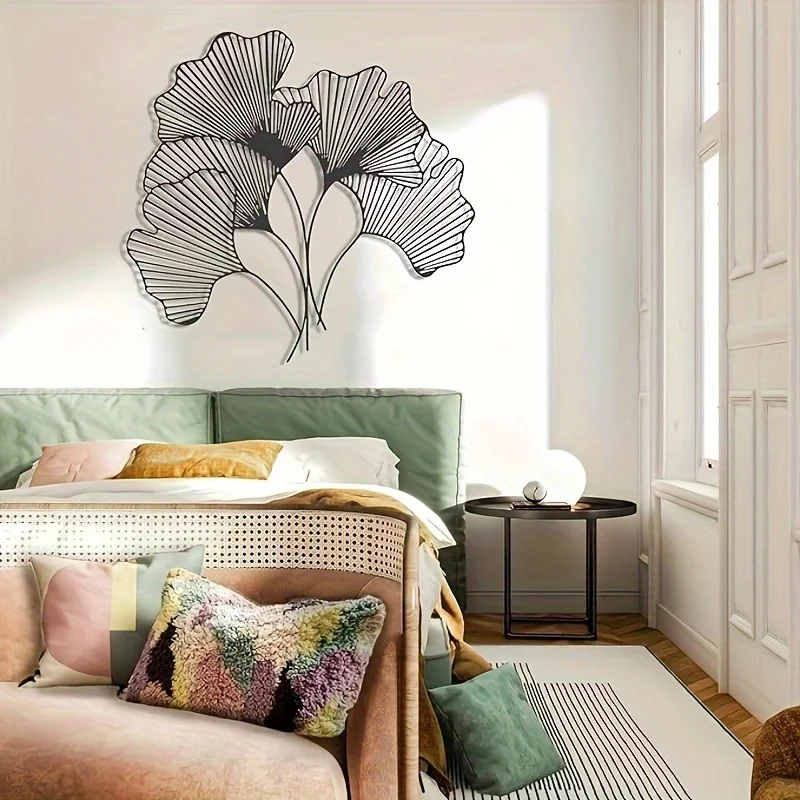 Interior Design Of Cafe - Ginkgo Leaf Wall Decoration Metal Flower
