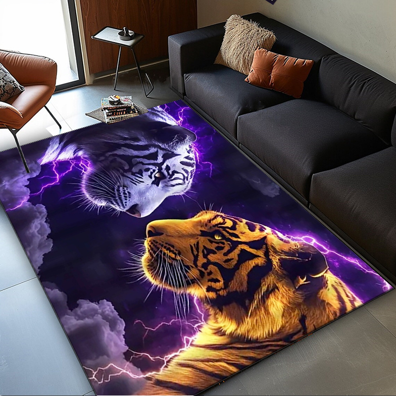 Interior Design Your Room - Tiger faces rug with electric effects