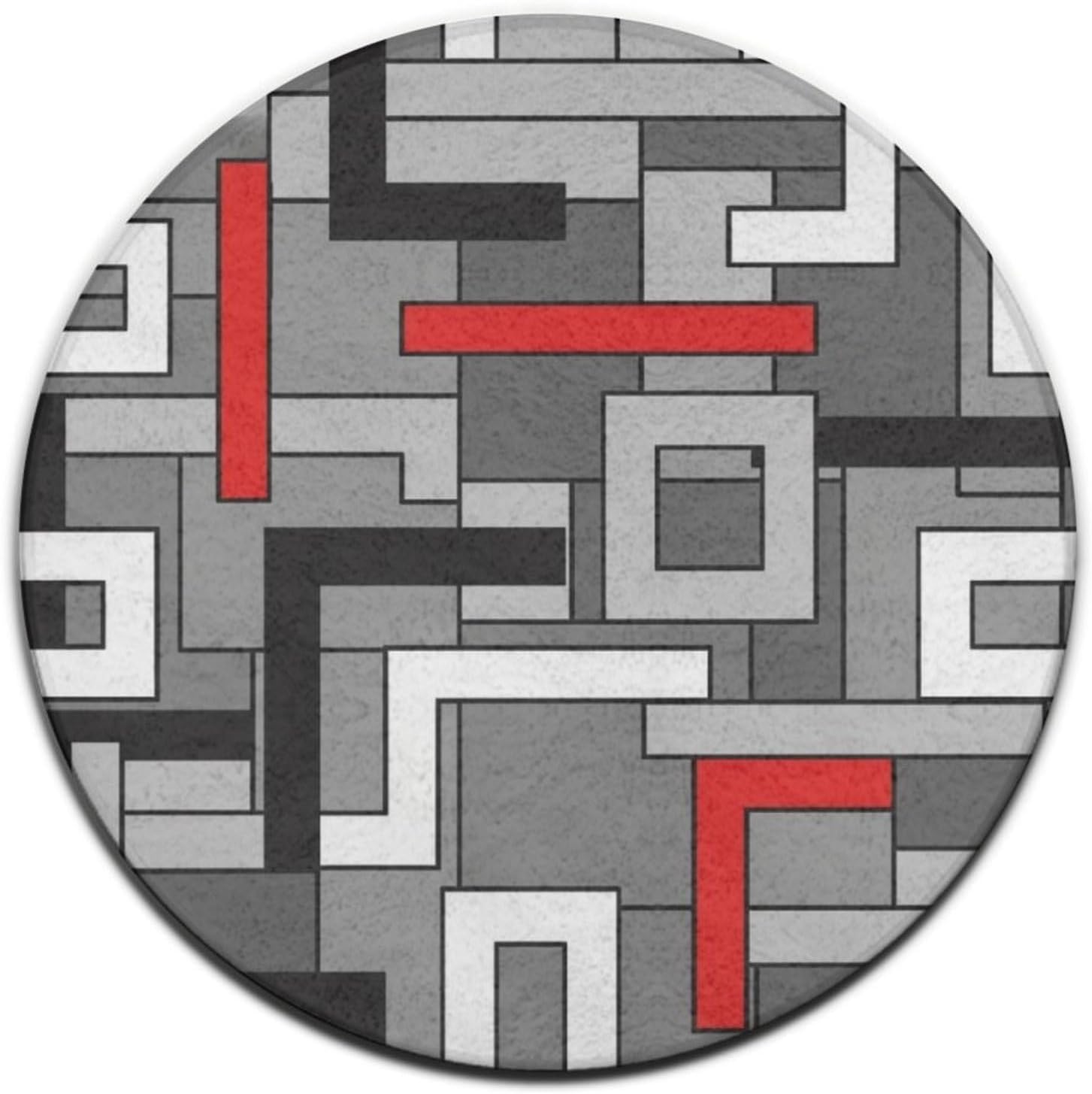 Printed Rug Abstract - Round Geometric Abstract Polyester Bath Rug