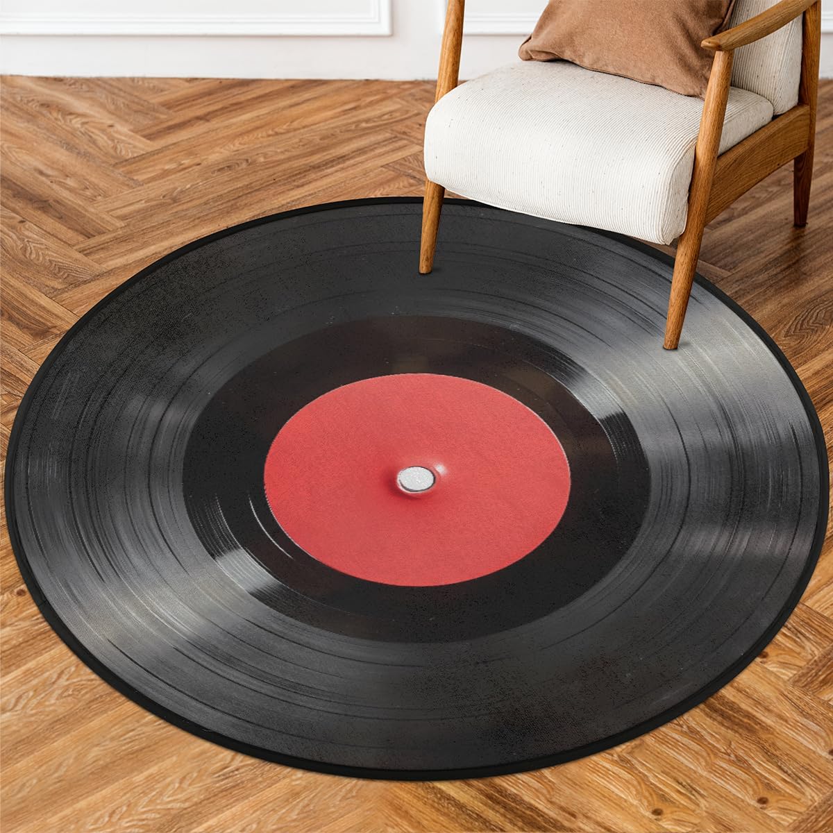Printed Rug Abstract - Stylish Modern Abstract Polyester Round Accent