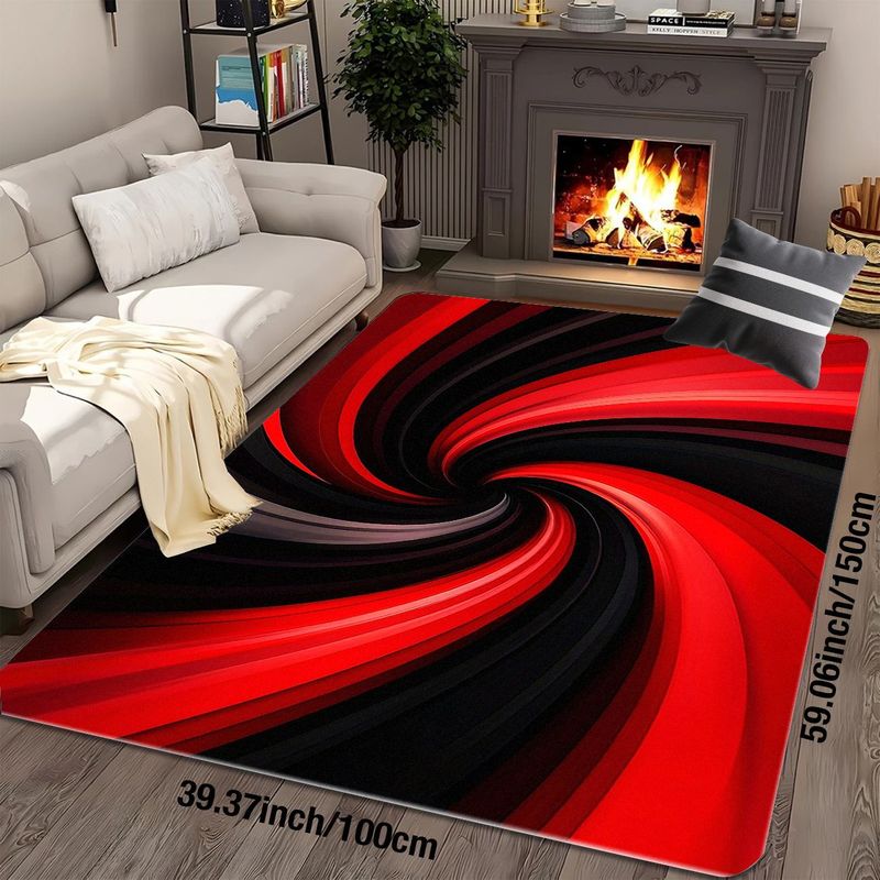 Flannel Printed Red Black Spir - огляд і ціна Printed Rug Abstract