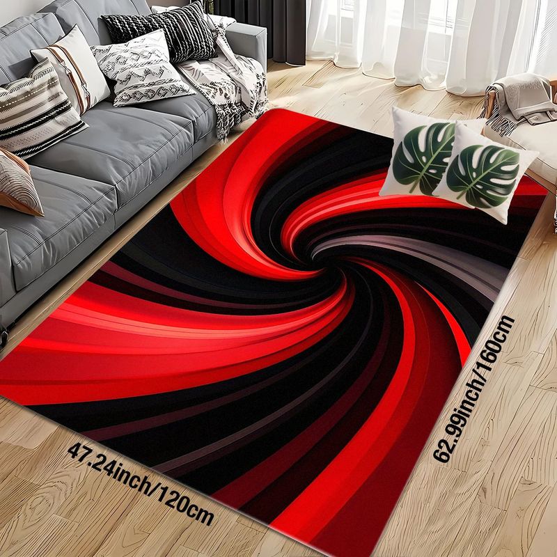 Flannel Printed Red Black Spir - огляд і ціна Printed Rug Abstract