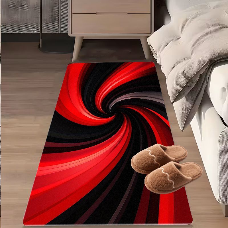 Flannel Printed Red Black Spir - огляд і ціна Printed Rug Abstract
