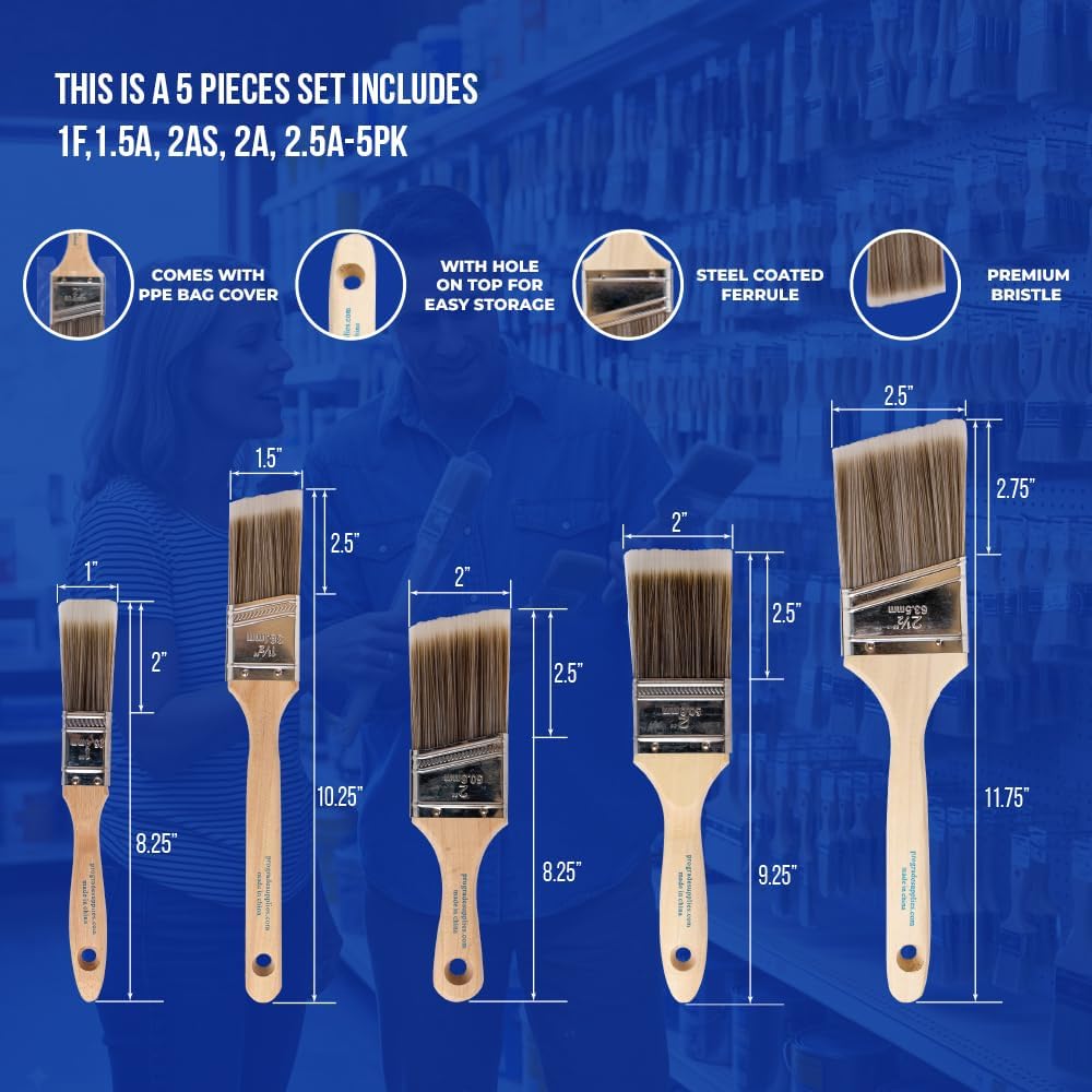 5-Piece Paint Brush Set, Flat  - огляд і ціна Interior Design Drawing
