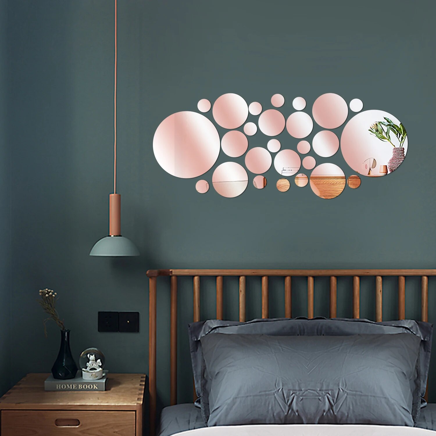 26PCS Geometric Circular Cryst - огляд і ціна Rattan Mirror Round
