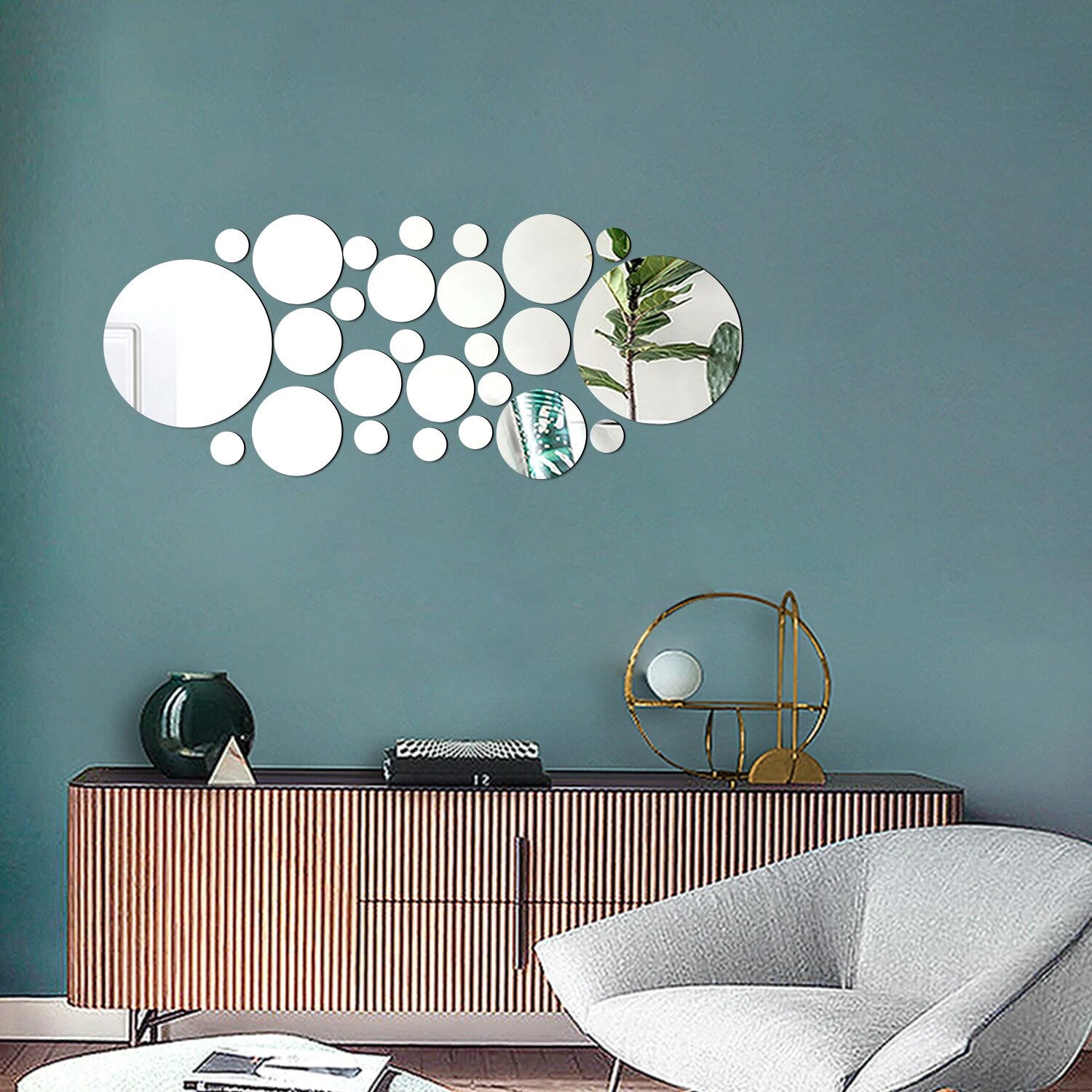 26PCS Geometric Circular Cryst - огляд і ціна Rattan Mirror Round