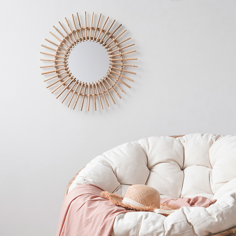 Rattan hanging wall Nordic hom - огляд і ціна Rattan Mirror Round