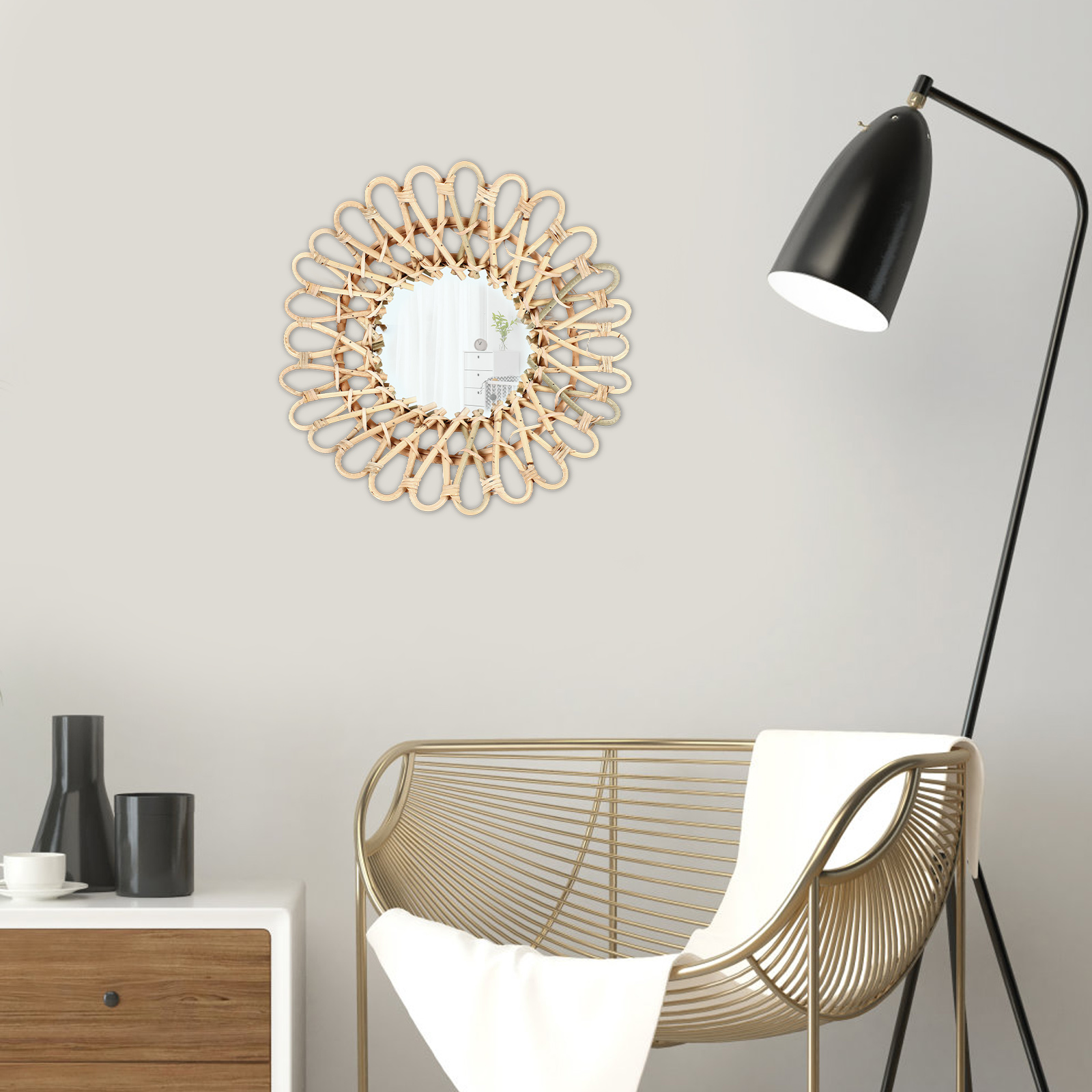 40cm Large Rattan Mirror Wall  - огляд і ціна Rattan Mirror Round