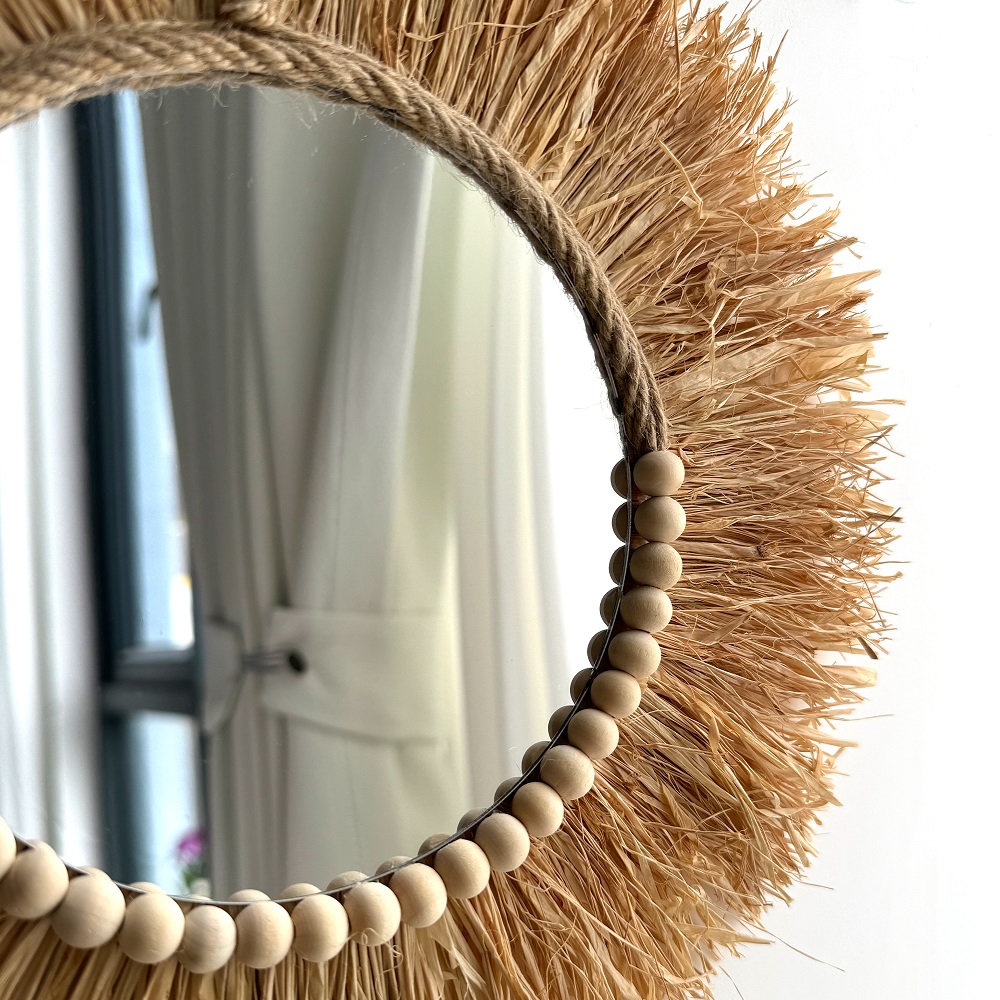 Handmade Boho Raffia Mirror Wa - огляд і ціна Rattan Mirror Round