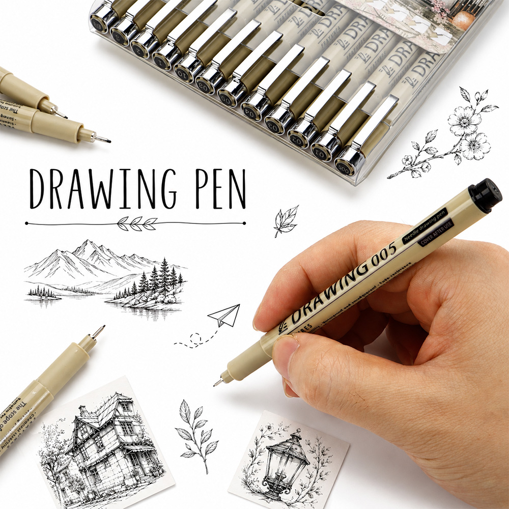 12 Size Fine Line Micron Pens  - огляд і ціна Interior Design Drawing