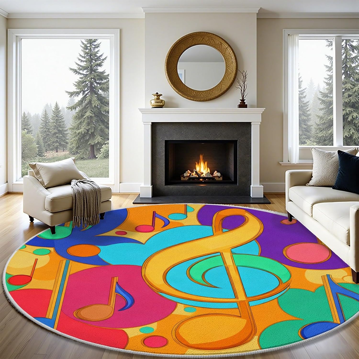 Colorful Abstract Musical Note - огляд і ціна Printed Rug Abstract