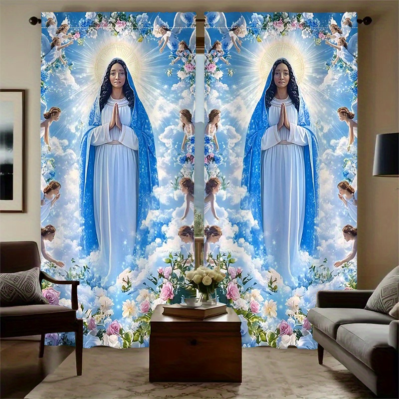 Virgin Mary Curtains Religious - огляд і ціна Interior Design Of Cafe