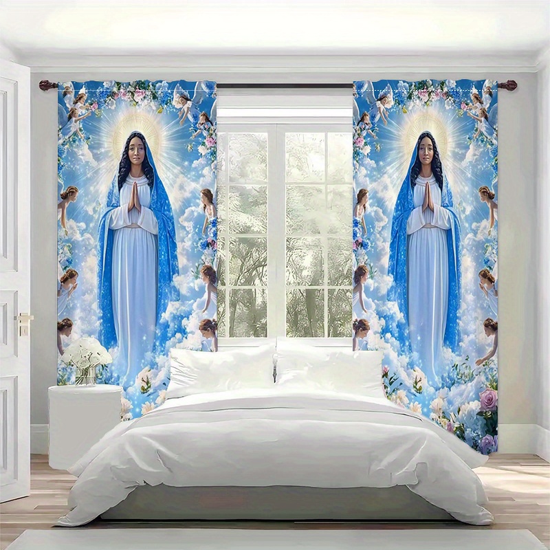 Virgin Mary Curtains Religious - огляд і ціна Interior Design Of Cafe