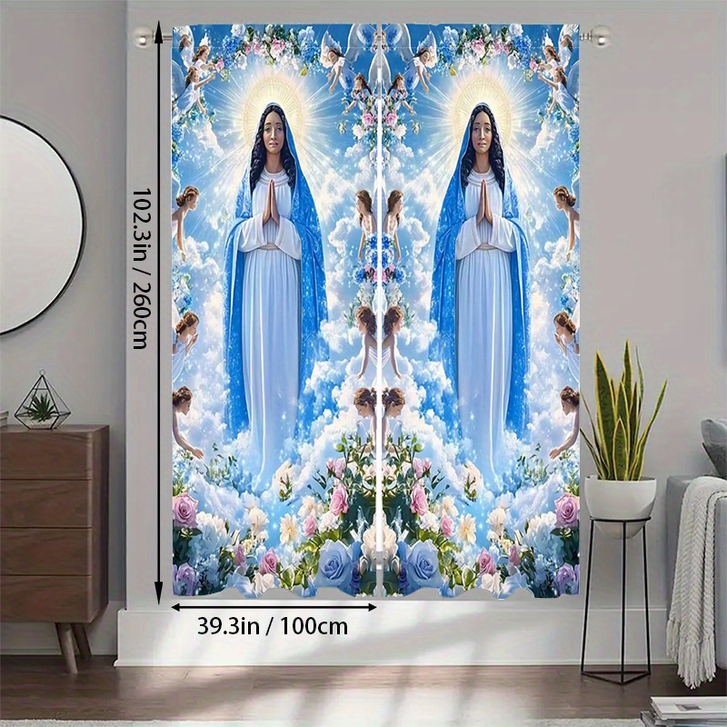 Virgin Mary Curtains Religious - огляд і ціна Interior Design Of Cafe