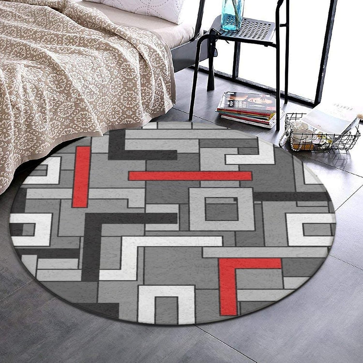 Round Geometric Abstract Polye - огляд і ціна Printed Rug Abstract