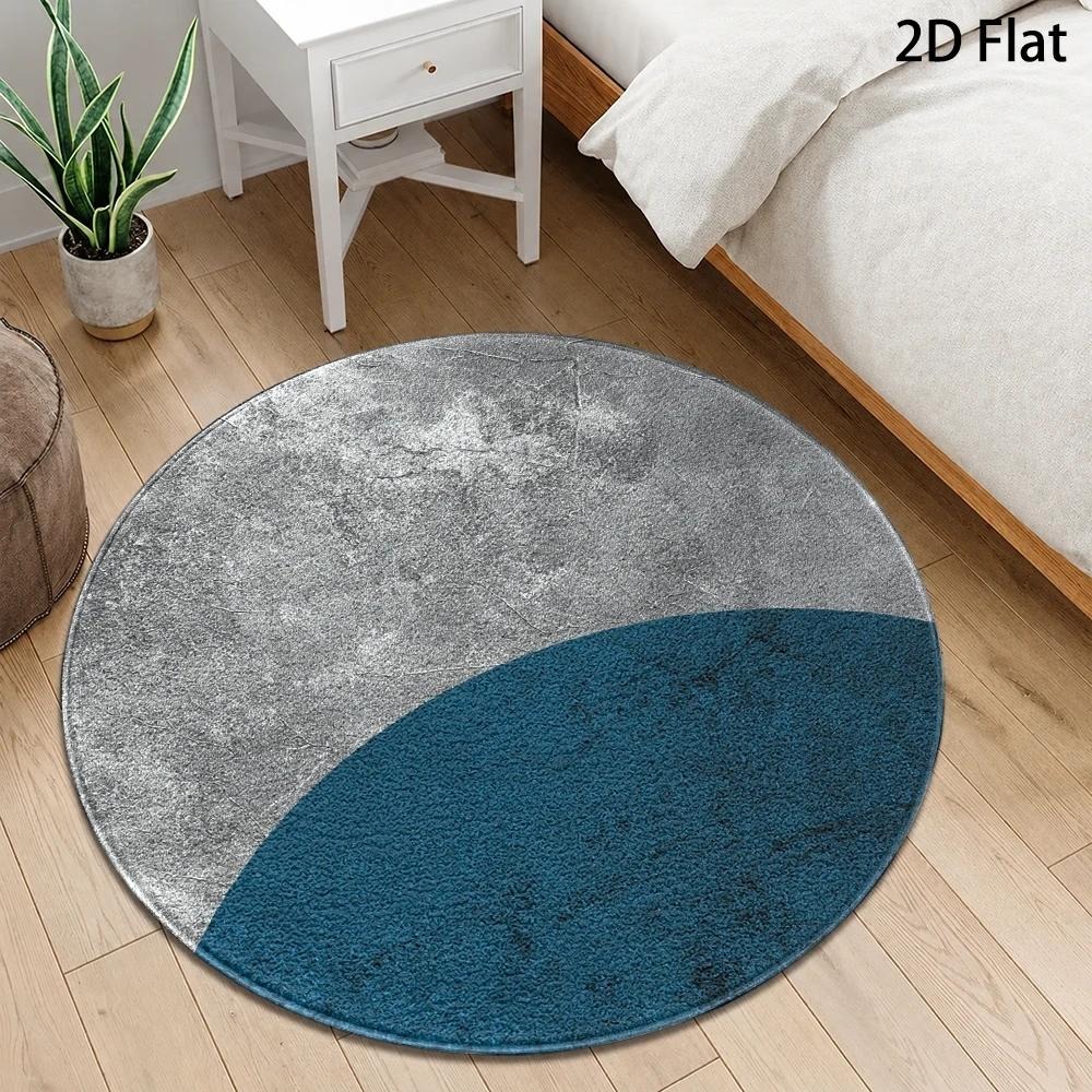 Minimalist Abstract Wave Round - огляд і ціна Printed Rug Abstract