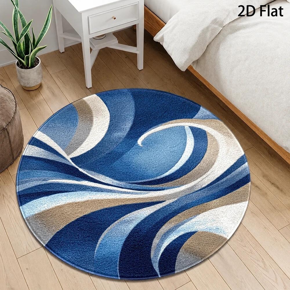 Minimalist Abstract Wave Round - огляд і ціна Printed Rug Abstract