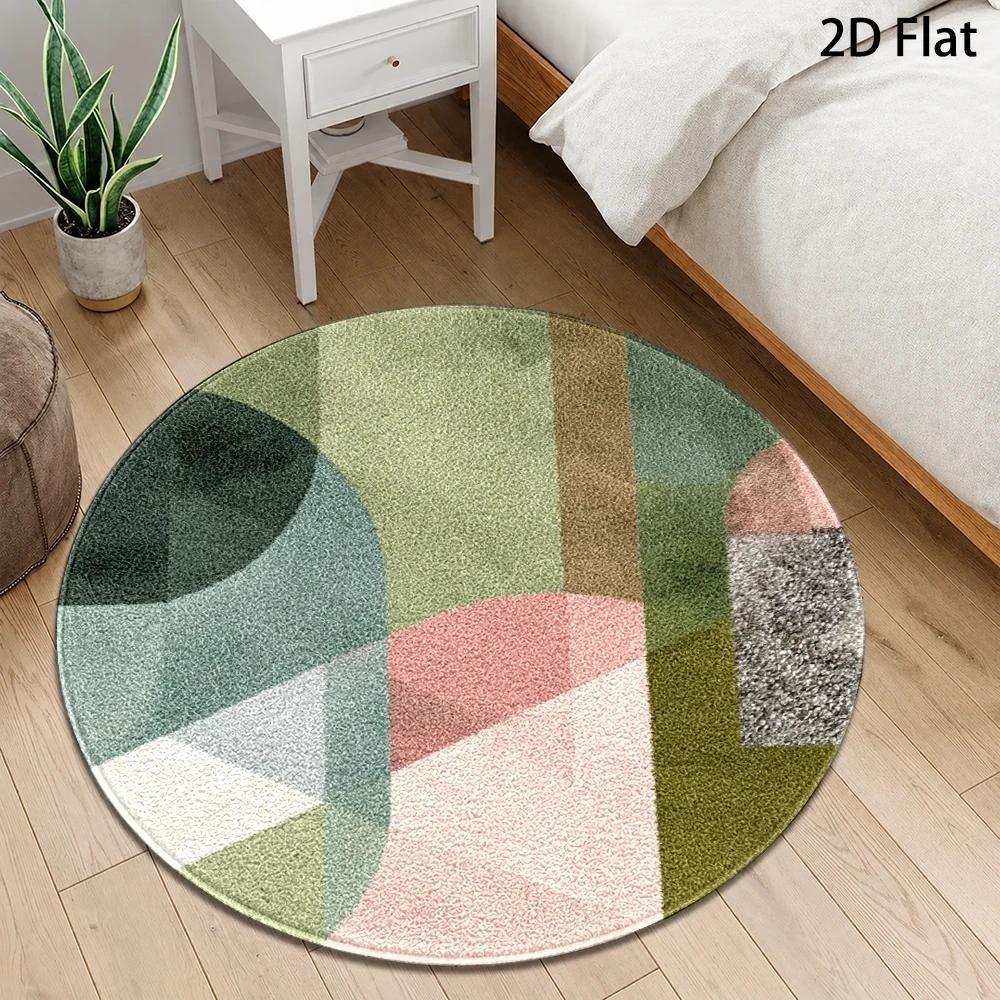 Minimalist Abstract Wave Round - огляд і ціна Printed Rug Abstract